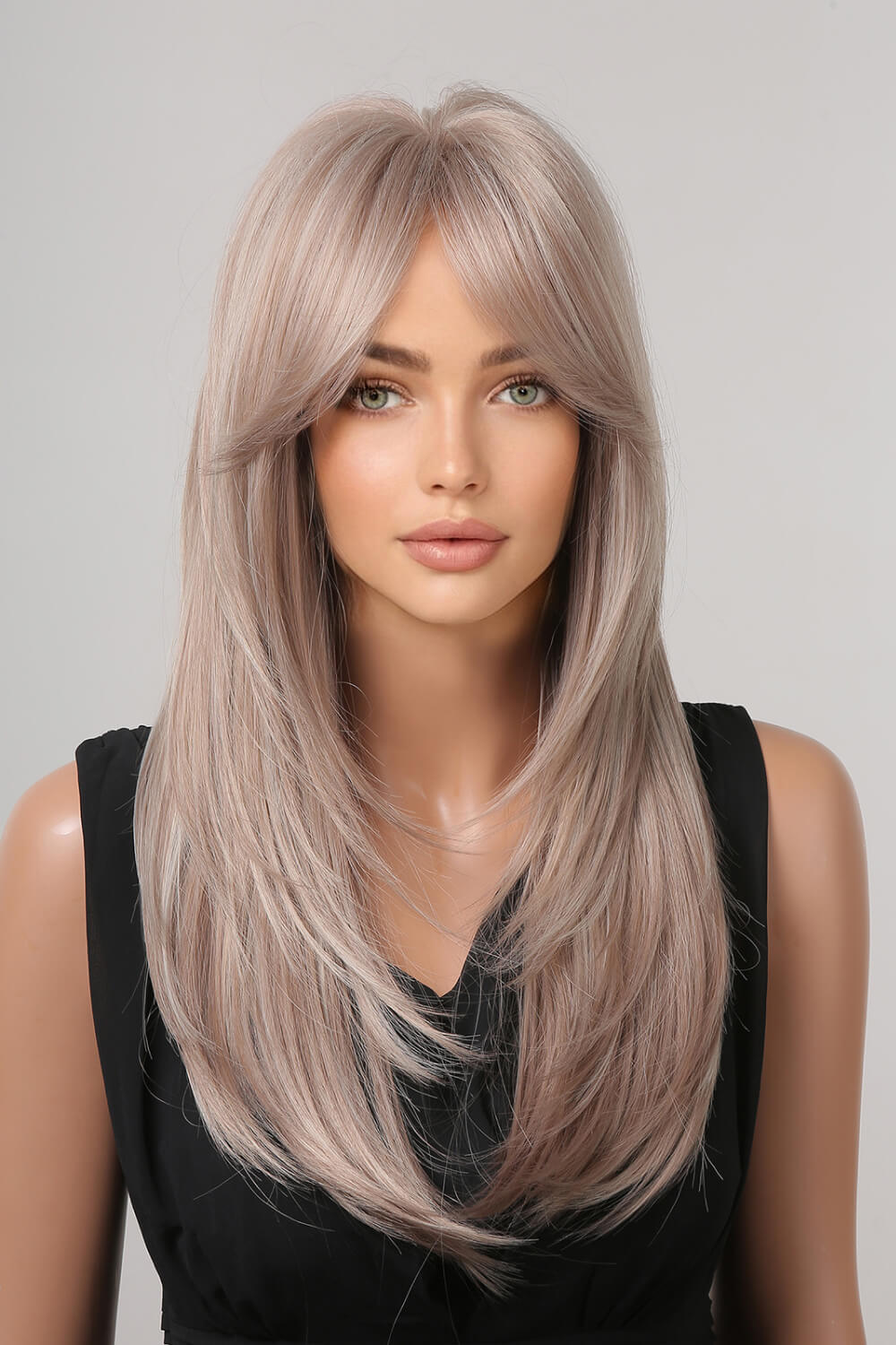 Long Straight One Size Synthetic Wig in Blonde/Black