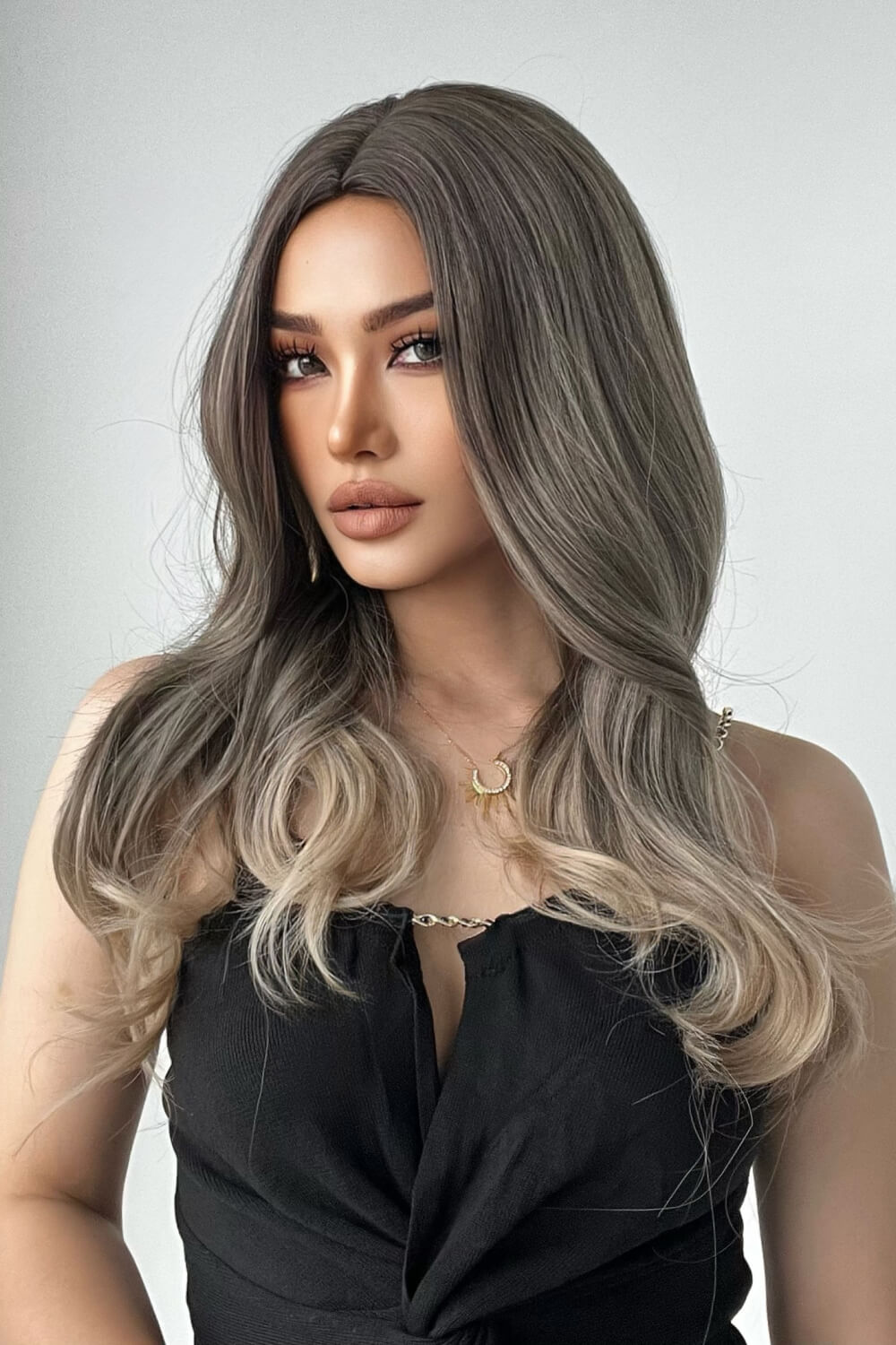 Ashe Brown and Blonde Ombre Synthetic Long Straight Wigs