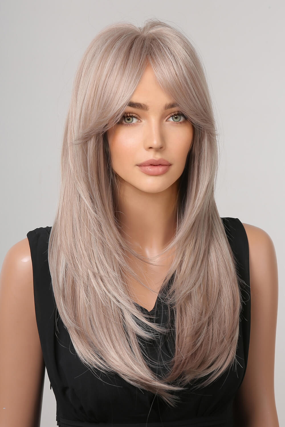 Long Straight One Size Synthetic Wig in Blonde/Black