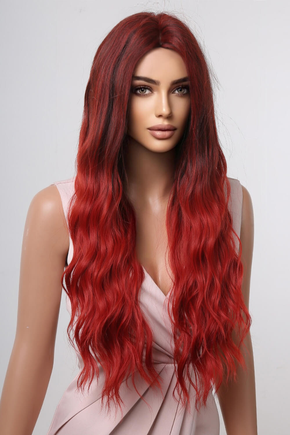 Synthetic Long Wave 27" Wig-Red Ombre