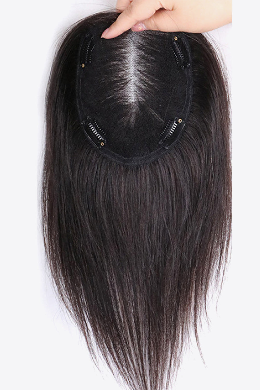 Fully Hand Made Black Human Virgin Hair Topper