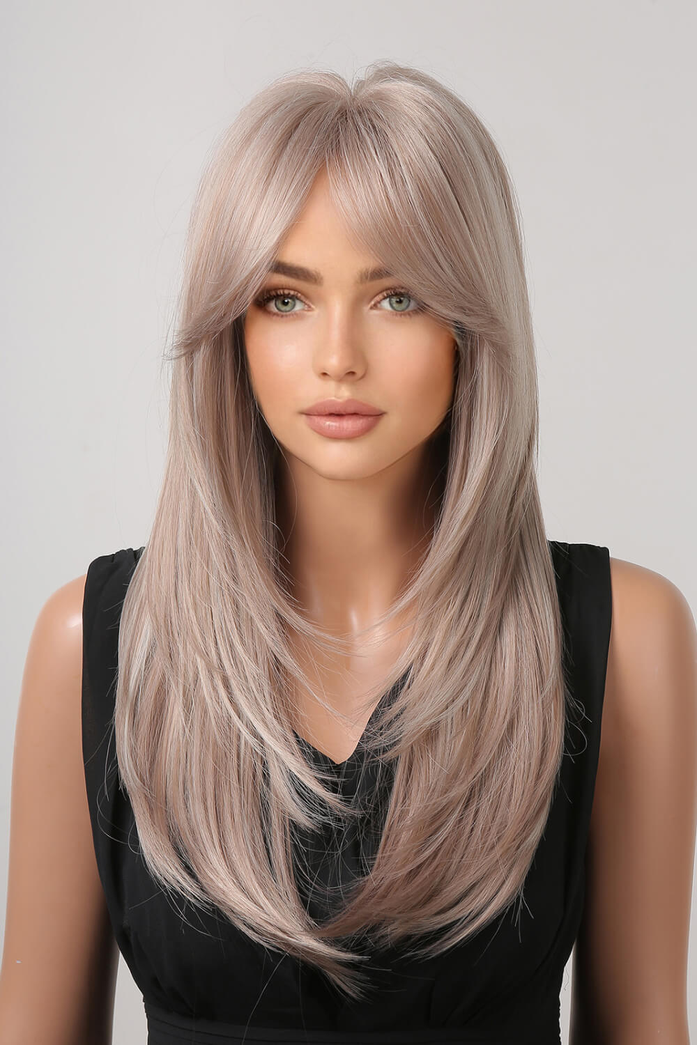 Long Straight One Size Synthetic Wig in Blonde/Black