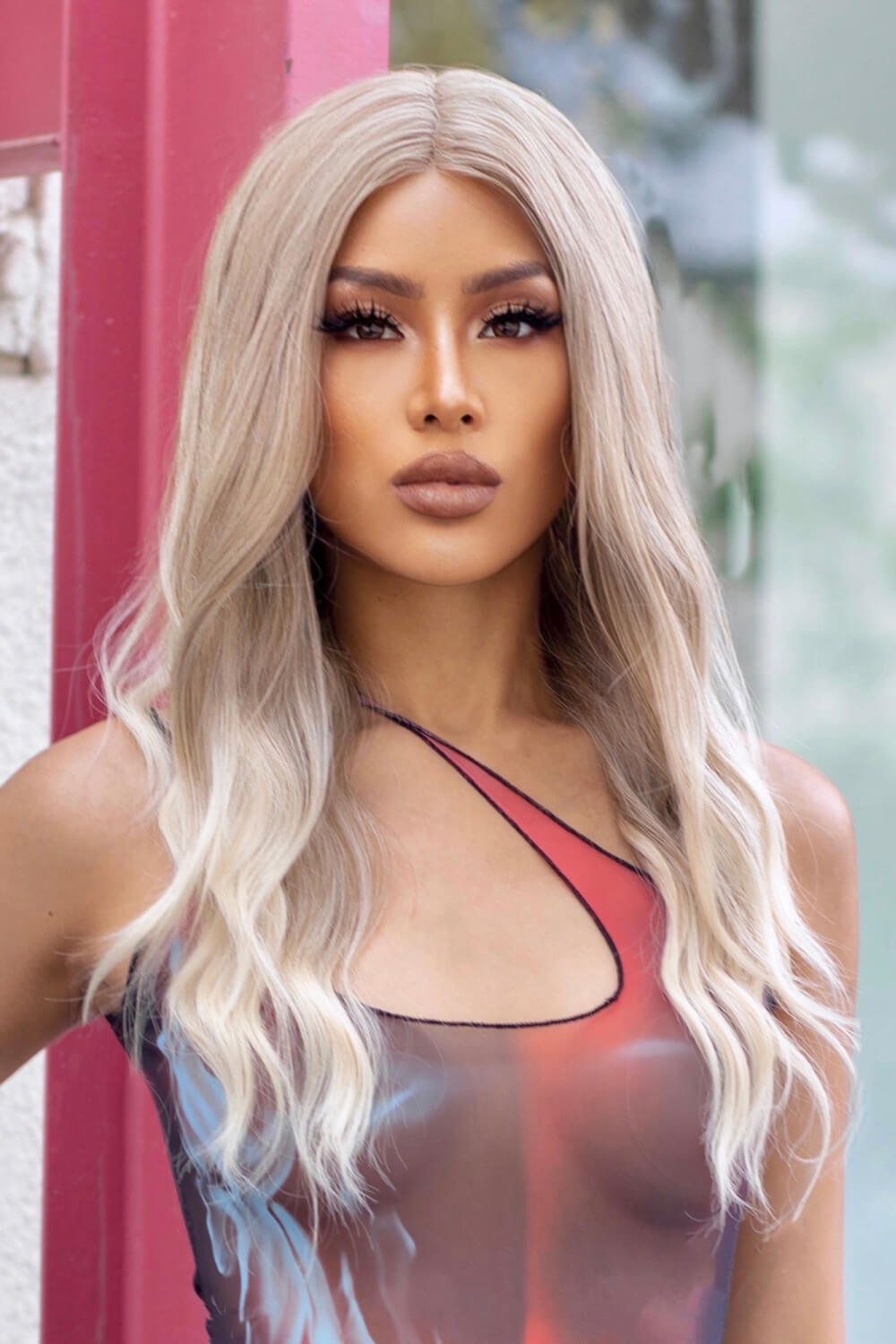 Medium Blonde Highlights Lace Front Synthetic Wigs