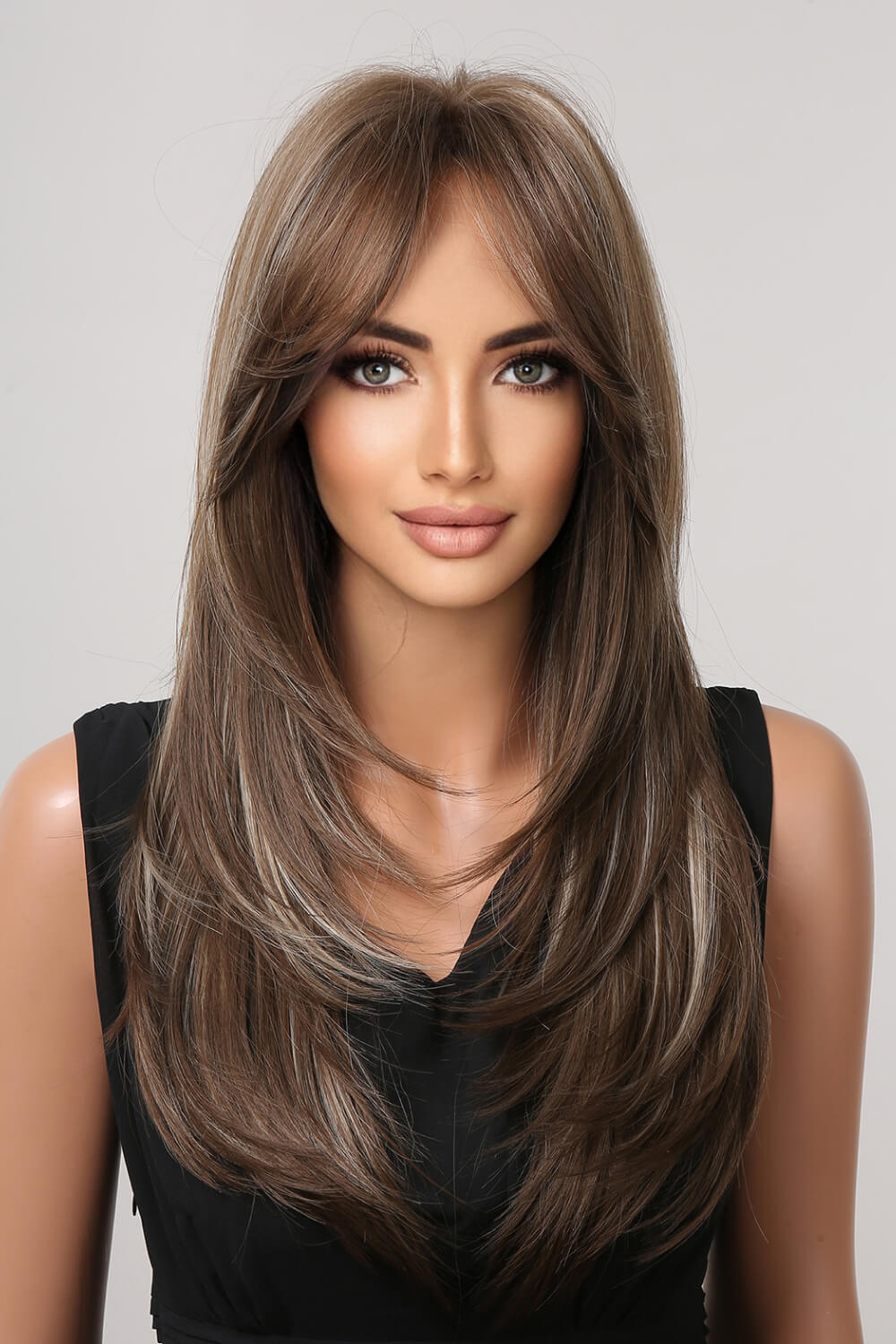 Long Straight One Size Synthetic Wig in Blonde/Black