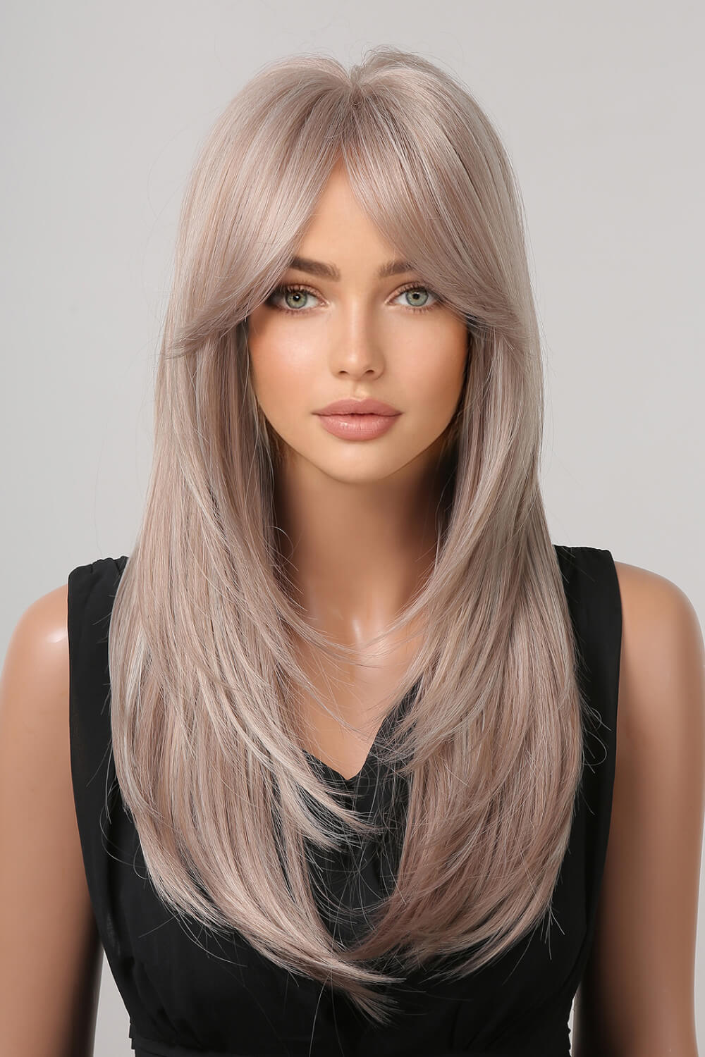 Long Straight One Size Synthetic Wig in Blonde/Black