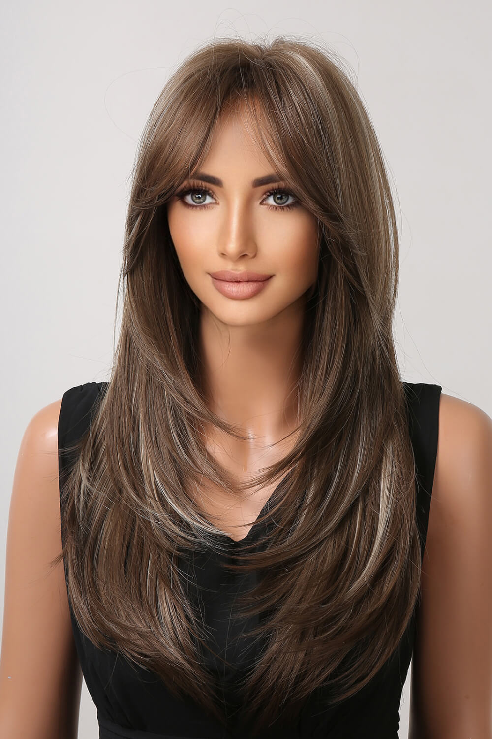 Long Straight One Size Synthetic Wig in Blonde/Black