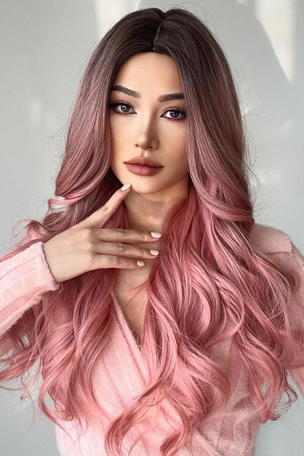 Fashion Wave Synthetic Long Wigs in Pink 26