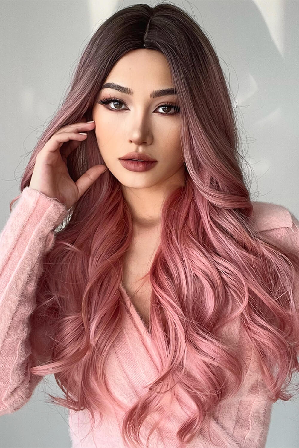 Fashion Wave Synthetic Long Wigs in Pink 26