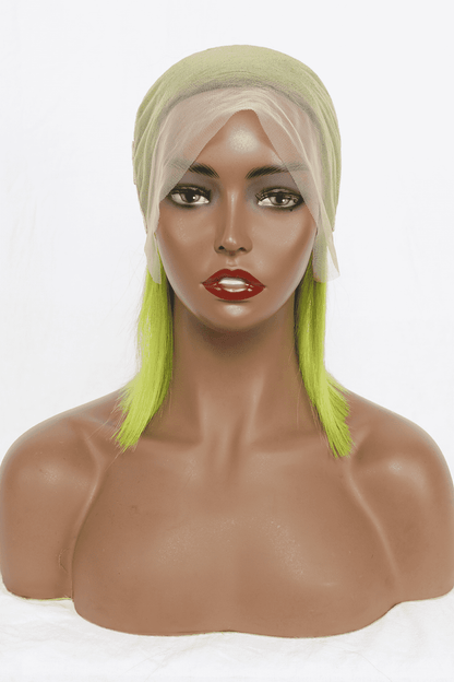 Lace Front Bobo Wigs Human Hair in Lime