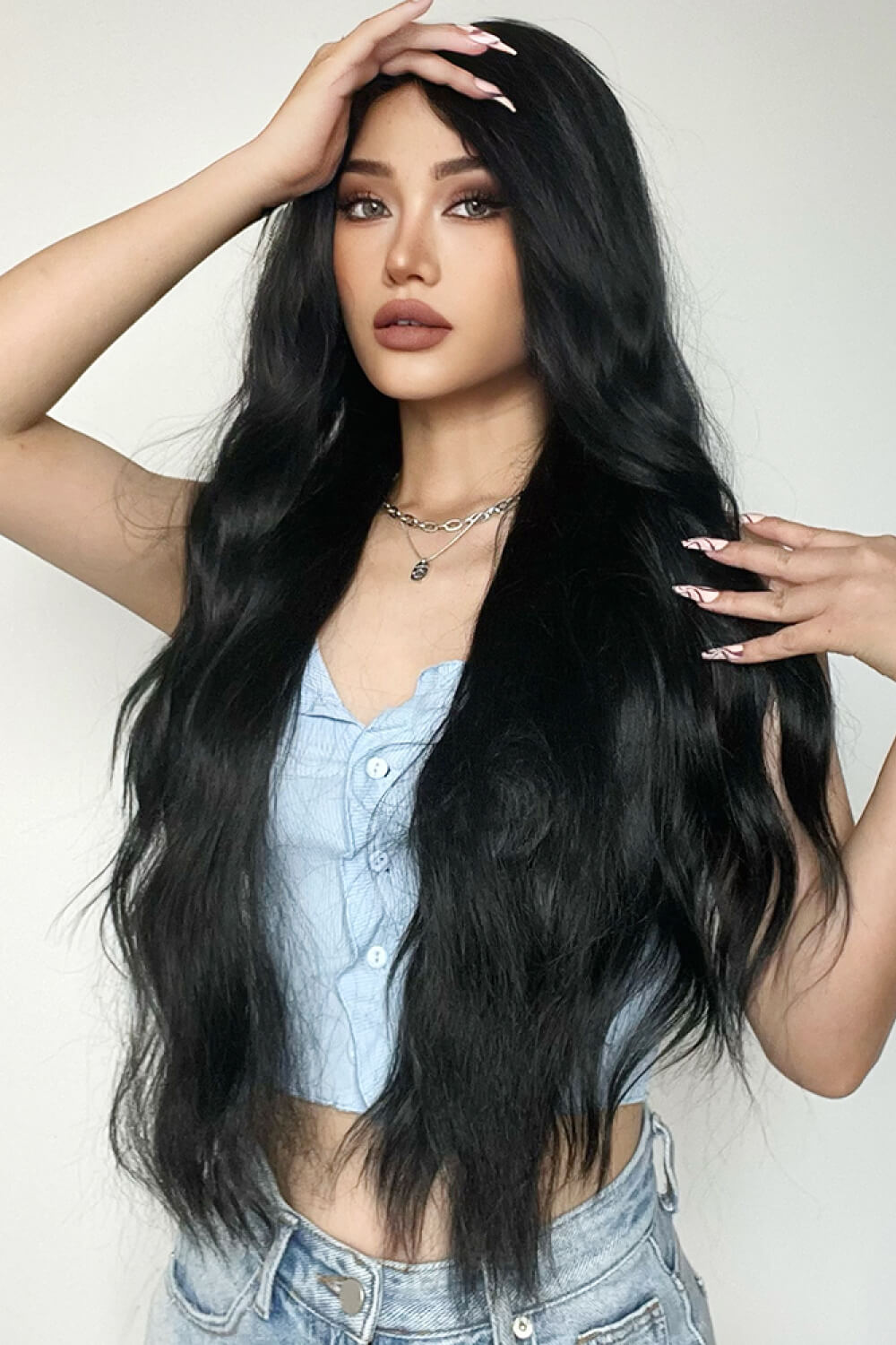 Full Machine Long Wave Synthetic Wigs