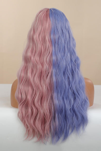 Full-Machine Wigs Synthetic Long Wave 26" in Blue/Pink Split Dye