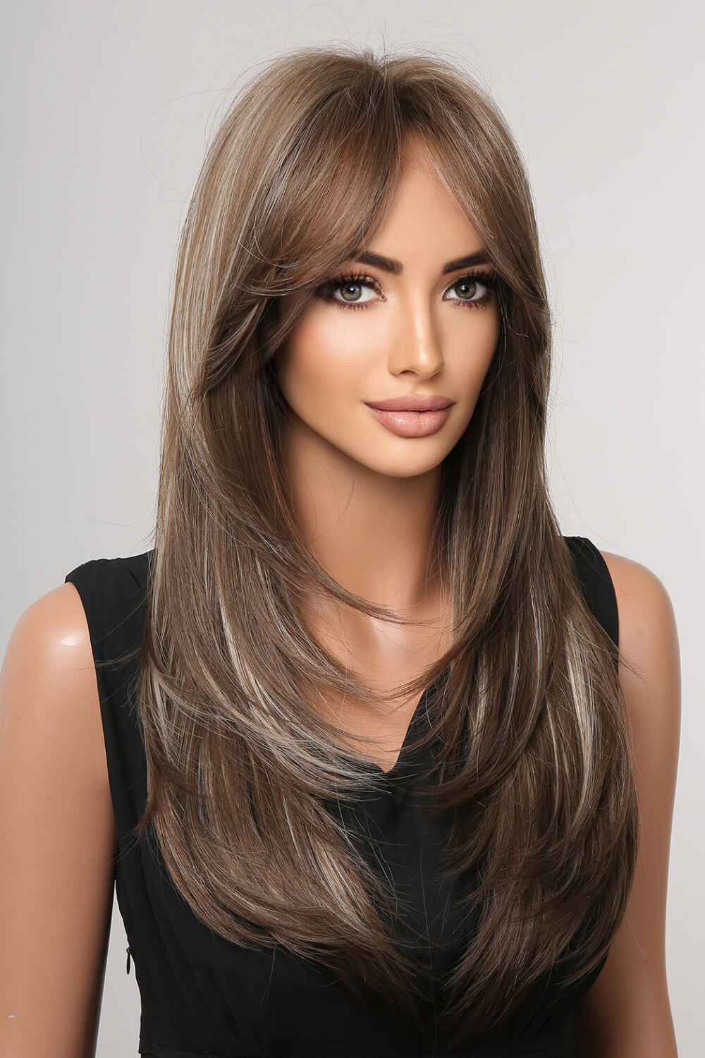 Long Straight One Size Synthetic Wig in Blonde/Black