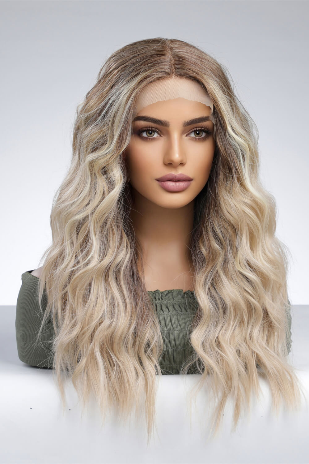 Light Brown and Blonde Ombre Lace Front Synthetic Wigs