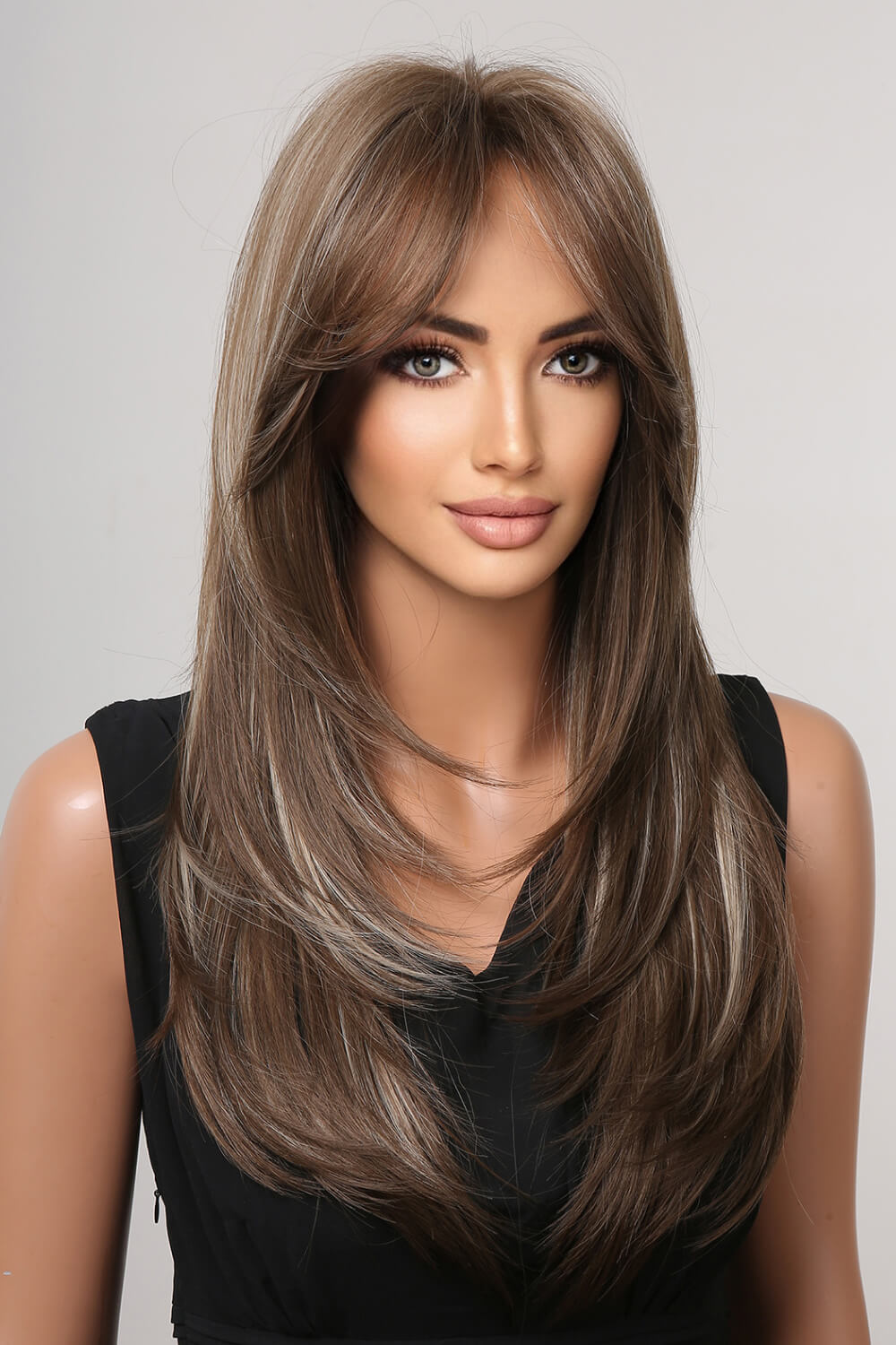 Long Straight One Size Synthetic Wig in Blonde/Black